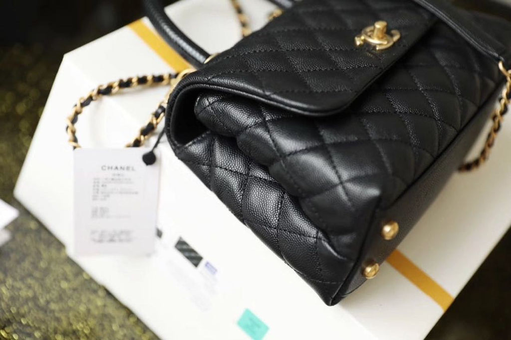 CHL - Medium Flap Bag With Top Handle Black For Women, Women’s Handbags, Shoulder And Crossbody Bags 9in/23LO A92990