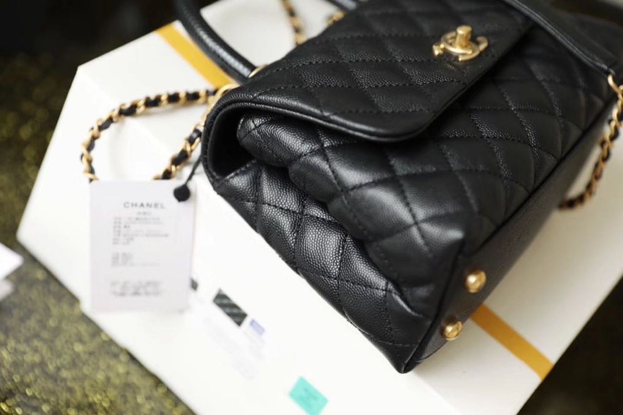CHL - Medium Flap Bag With Top Handle Black For Women, Women’s Handbags, Shoulder And Crossbody Bags 9in/23LO A92990