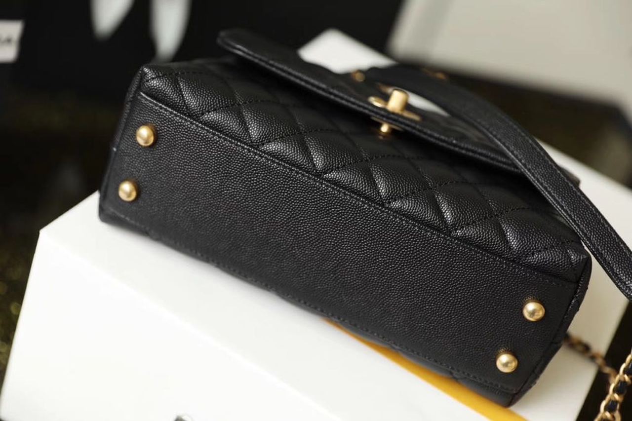 CHL - Medium Flap Bag With Top Handle Black For Women, Women’s Handbags, Shoulder And Crossbody Bags 9in/23LO A92990