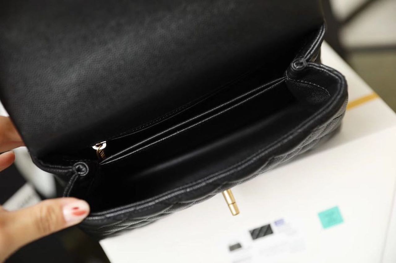 CHL - Medium Flap Bag With Top Handle Black For Women, Women’s Handbags, Shoulder And Crossbody Bags 9in/23LO A92990