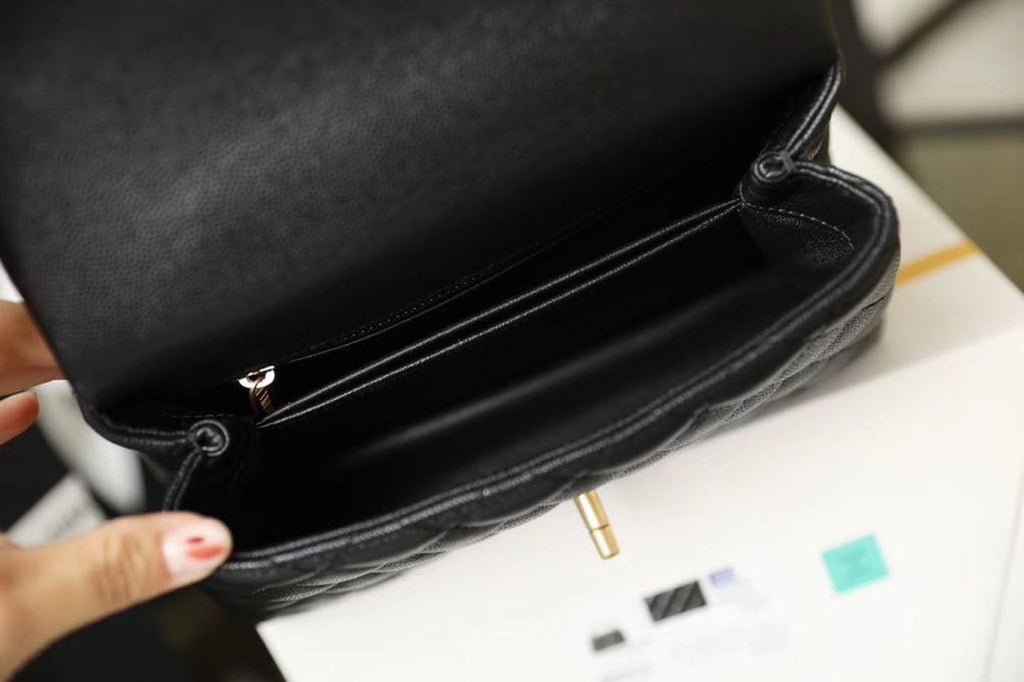 CHL - Medium Flap Bag With Top Handle Black For Women, Women’s Handbags, Shoulder And Crossbody Bags 9in/23LO A92990