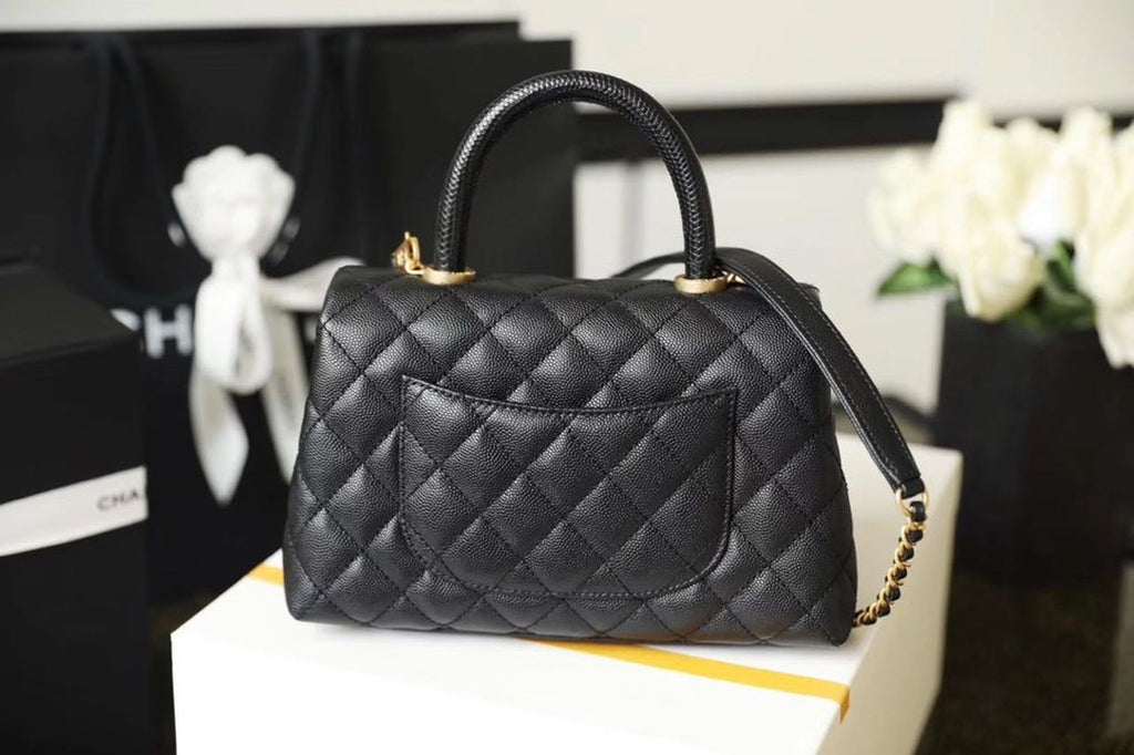 CHL - Medium Flap Bag With Top Handle Black For Women, Women’s Handbags, Shoulder And Crossbody Bags 9in/23LO A92990