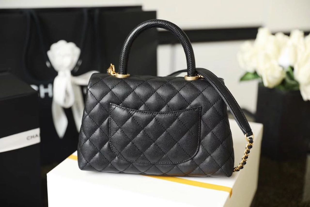 CHL - Medium Flap Bag With Top Handle Black For Women, Women’s Handbags, Shoulder And Crossbody Bags 9in/23LO A92990