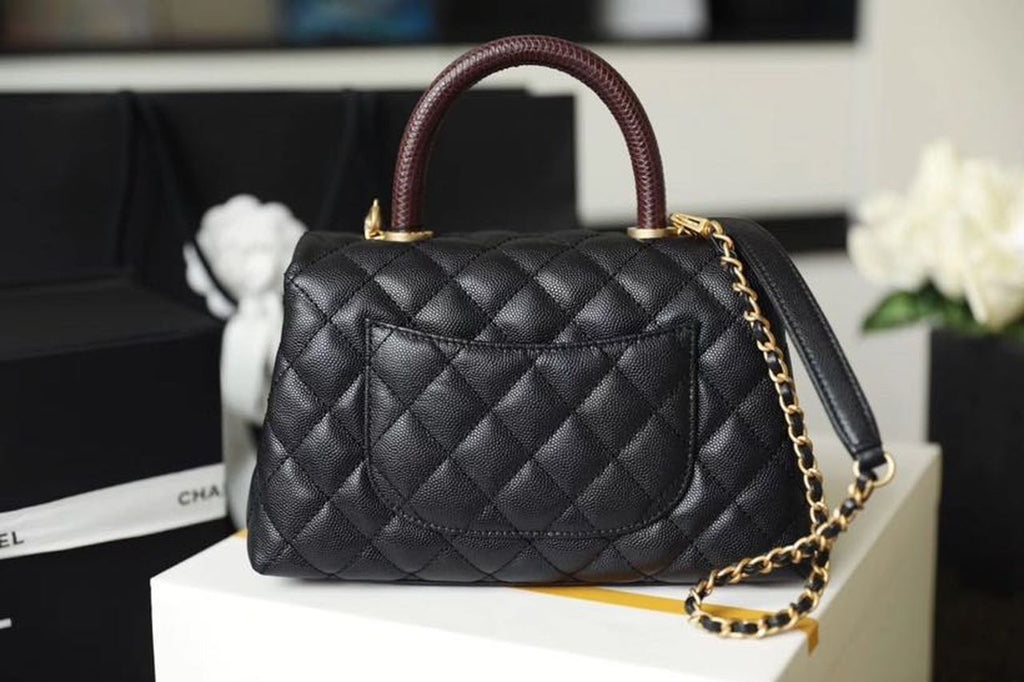 CHL - Medium Flap Bag With Top Handle Black For Women, Women’s Handbags, Shoulder And Crossbody Bags 9in/23LO A92990
