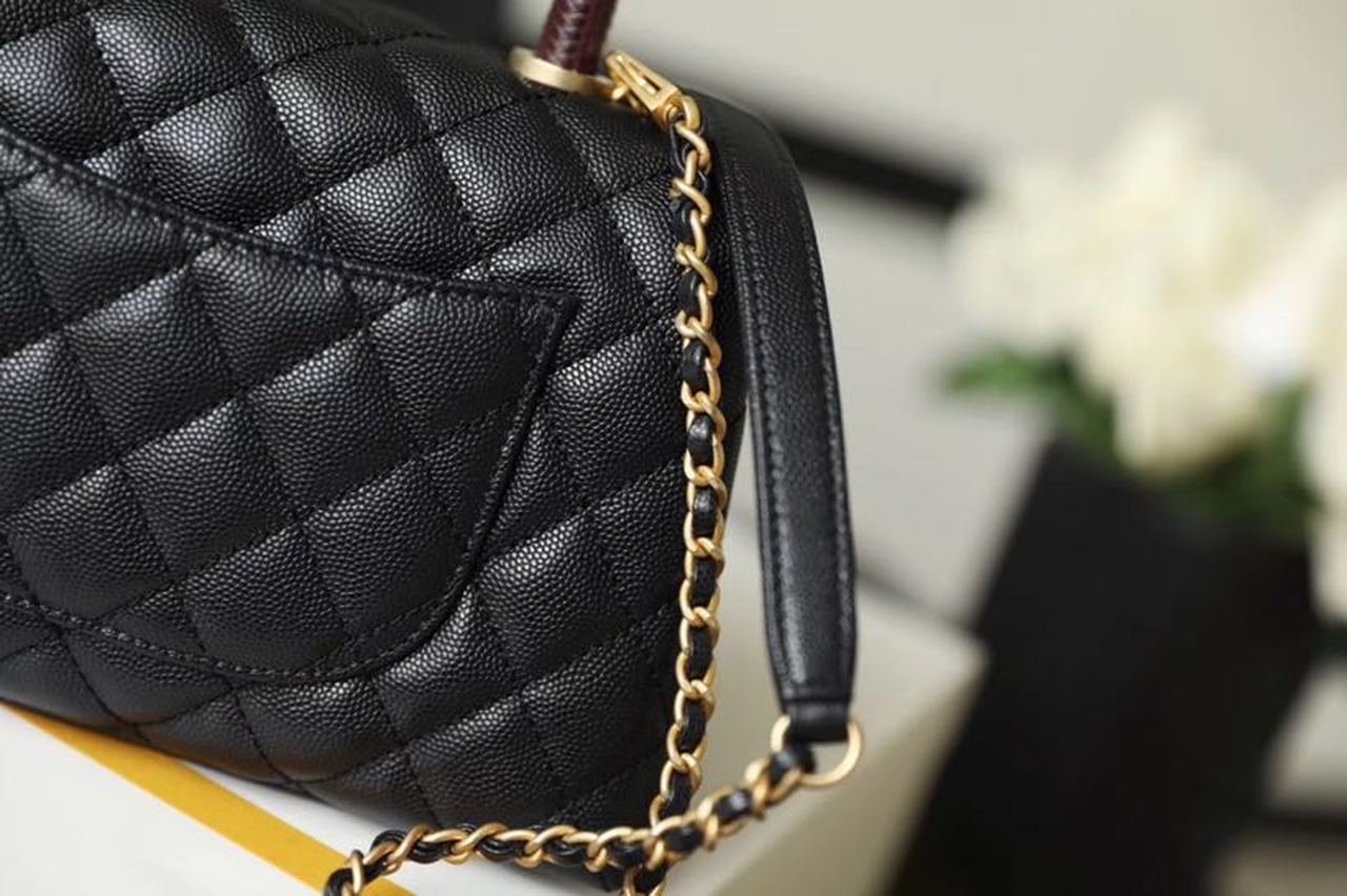 CHL - Medium Flap Bag With Top Handle Black For Women, Women’s Handbags, Shoulder And Crossbody Bags 9in/23LO A92990