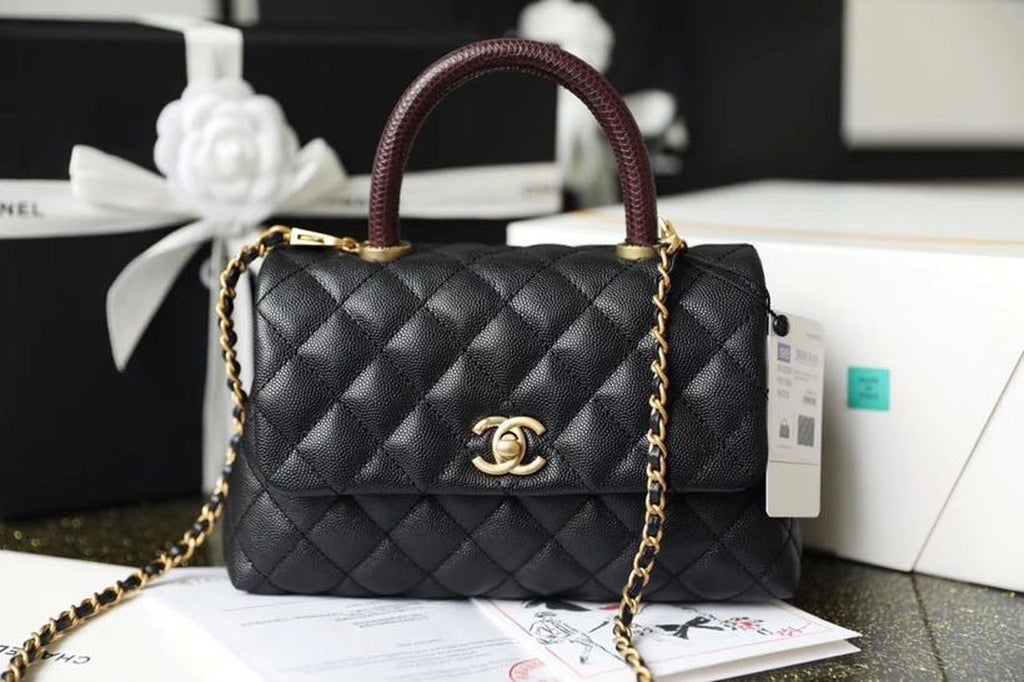 CHL - Medium Flap Bag With Top Handle Black For Women, Women’s Handbags, Shoulder And Crossbody Bags 9in/23LO A92990