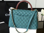 CHL - Large Flap Bag With Top Handle Teal For Women, Women’s Handbags, Shoulder And Crossbody Bags 11in/28LO A92991
