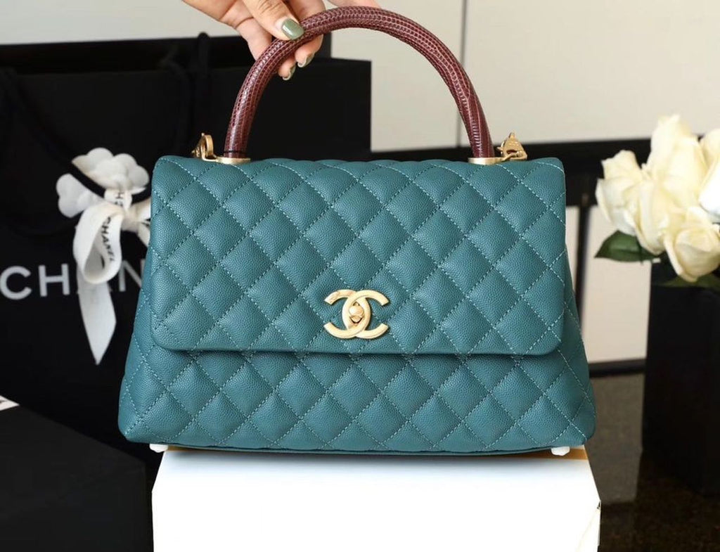 CHL - Large Flap Bag With Top Handle Teal For Women, Women’s Handbags, Shoulder And Crossbody Bags 11in/28LO A92991