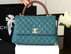 CHL - Large Flap Bag With Top Handle Teal For Women, Women’s Handbags, Shoulder And Crossbody Bags 11in/28LO A92991