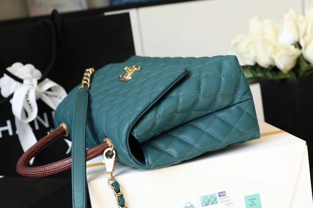 CHL - Large Flap Bag With Top Handle Teal For Women, Women’s Handbags, Shoulder And Crossbody Bags 11in/28LO A92991