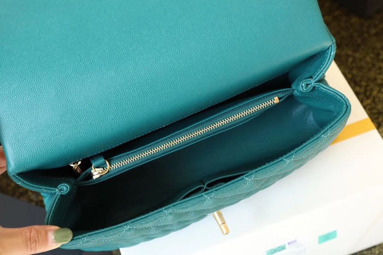 CHL - Large Flap Bag With Top Handle Teal For Women, Women’s Handbags, Shoulder And Crossbody Bags 11in/28LO A92991