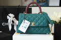 CHL - Medium Flap Bag With Top Handle Teal For Women, Women’s Handbags, Shoulder And Crossbody Bags 9in/23LO A92990
