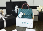 CHL - Medium Flap Bag With Top Handle Teal For Women, Women’s Handbags, Shoulder And Crossbody Bags 9in/23LO A92990