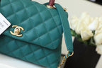 CHL - Medium Flap Bag With Top Handle Teal For Women, Women’s Handbags, Shoulder And Crossbody Bags 9in/23LO A92990