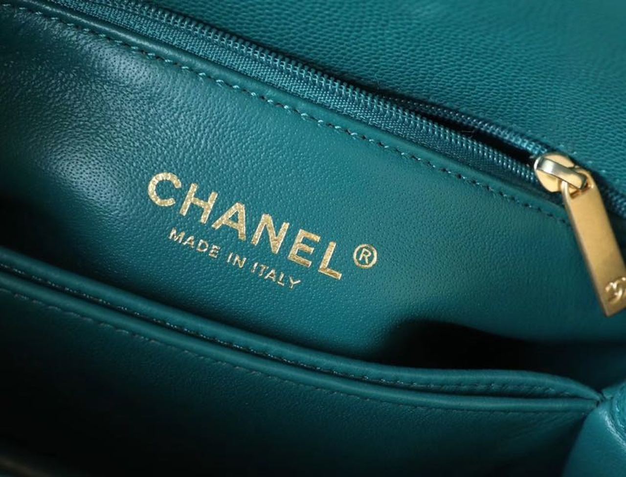 CHL - Medium Flap Bag With Top Handle Teal For Women, Women’s Handbags, Shoulder And Crossbody Bags 9in/23LO A92990