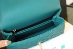 CHL - Medium Flap Bag With Top Handle Teal For Women, Women’s Handbags, Shoulder And Crossbody Bags 9in/23LO A92990