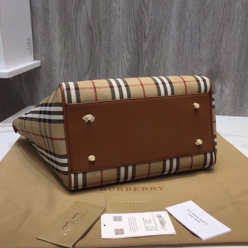 B-Berry - BB  The Small Canter Horseferry Check Tote Brown For Women, Women’s Bags 11.6in/29.5LO