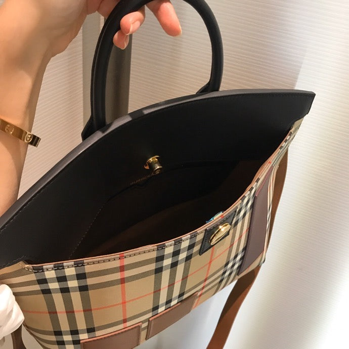B-Berry - BB  Small  Check Society Top Handle Bag For Women, Bags 14.6in/37LO