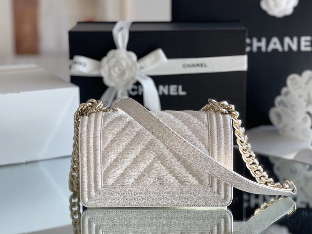 CHL - Mini Boy Flapbag White For Women 5.9in/15LO