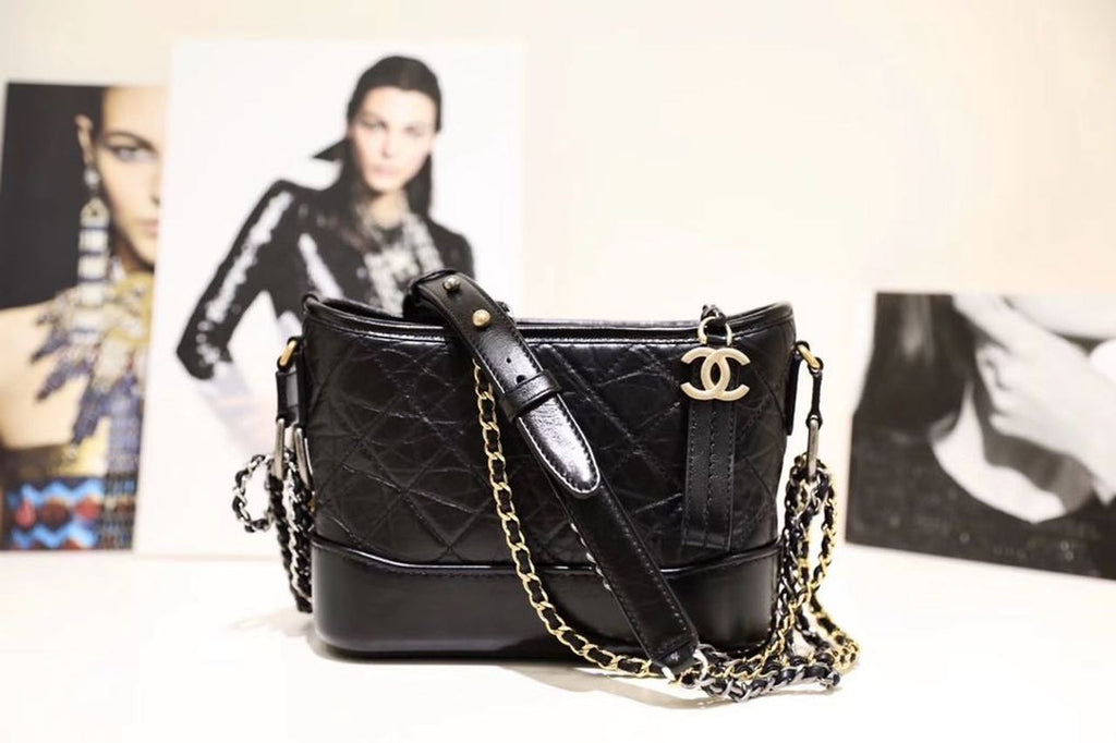 CHL -  Gabrielle Hobo Bag 20LO Aged Calfskin Leather Spring/SuMM - er Act 1 Collection,  Black
