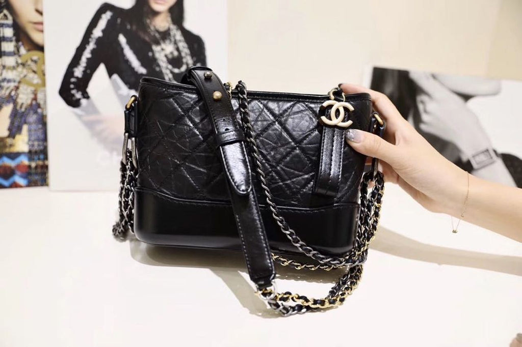 CHL -  Gabrielle Hobo Bag 20LO Aged Calfskin Leather Spring/SuMM - er Act 1 Collection,  Black