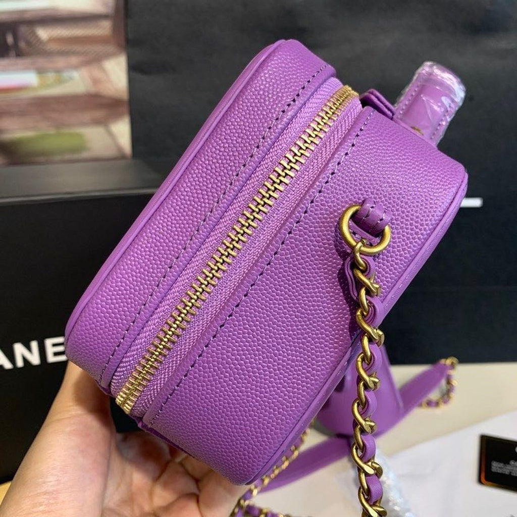 CHL -  Filigree Vanity Case Bag 18LO Gold Toned Hardware Caviar Leather Spring/SuMM - er Act 1 Collection, Purple