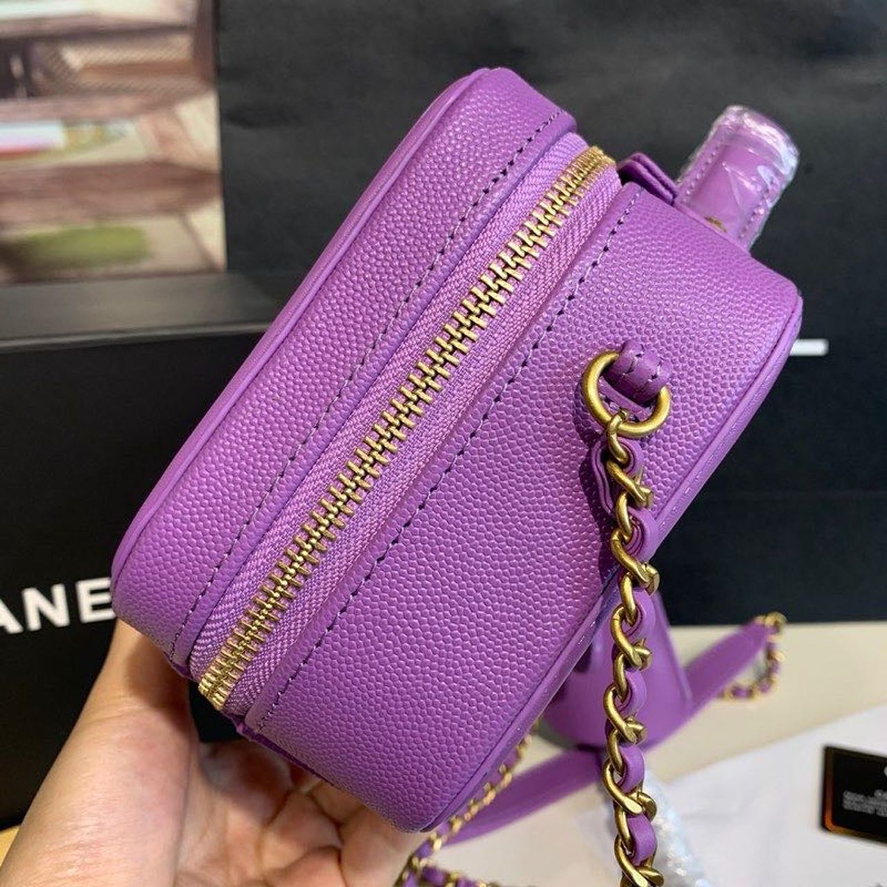 CHL -  Filigree Vanity Case Bag 18LO Gold Toned Hardware Caviar Leather Spring/SuMM - er Act 1 Collection, Purple