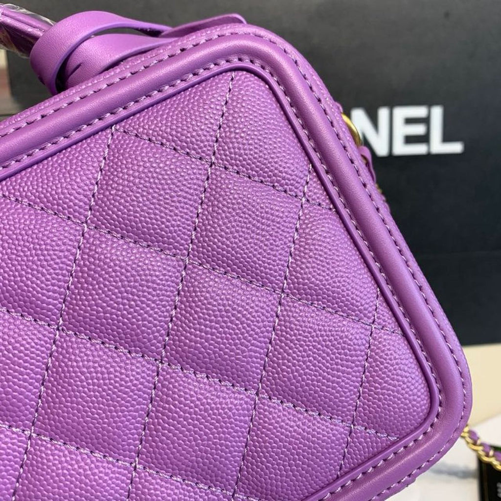 CHL -  Filigree Vanity Case Bag 18LO Gold Toned Hardware Caviar Leather Spring/SuMM - er Act 1 Collection, Purple