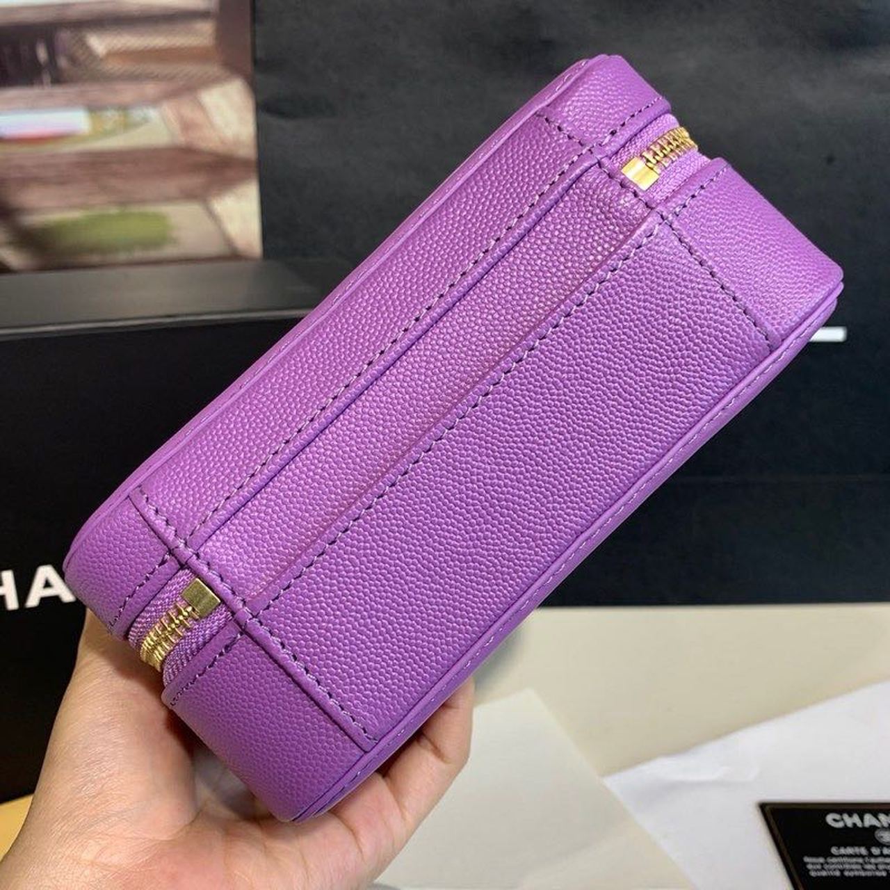 CHL -  Filigree Vanity Case Bag 18LO Gold Toned Hardware Caviar Leather Spring/SuMM - er Act 1 Collection, Purple