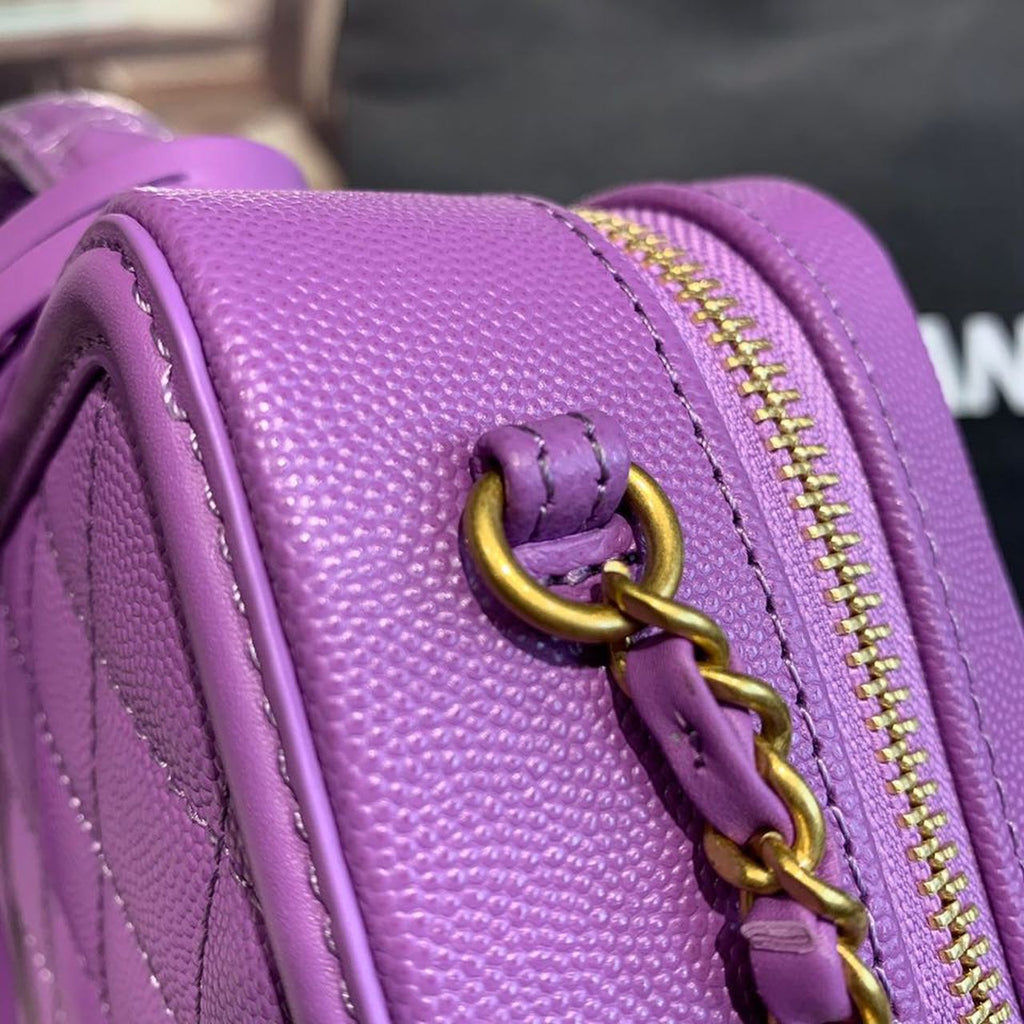 CHL -  Filigree Vanity Case Bag 18LO Gold Toned Hardware Caviar Leather Spring/SuMM - er Act 1 Collection, Purple