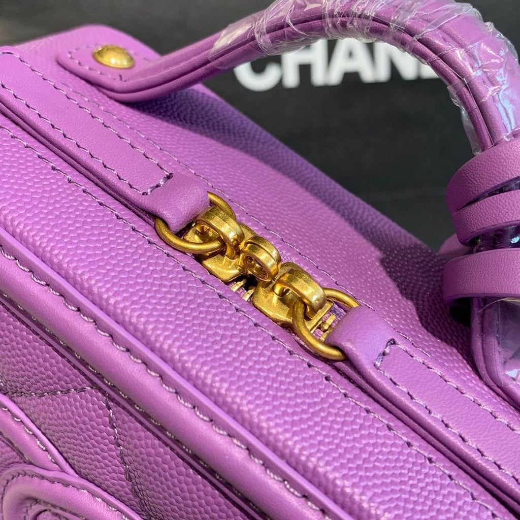 CHL -  Filigree Vanity Case Bag 18LO Gold Toned Hardware Caviar Leather Spring/SuMM - er Act 1 Collection, Purple