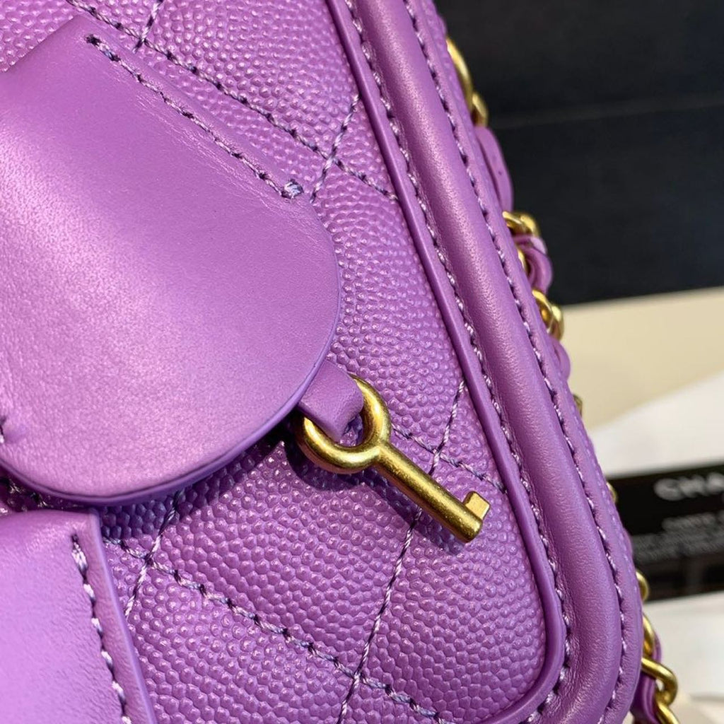 CHL -  Filigree Vanity Case Bag 18LO Gold Toned Hardware Caviar Leather Spring/SuMM - er Act 1 Collection, Purple