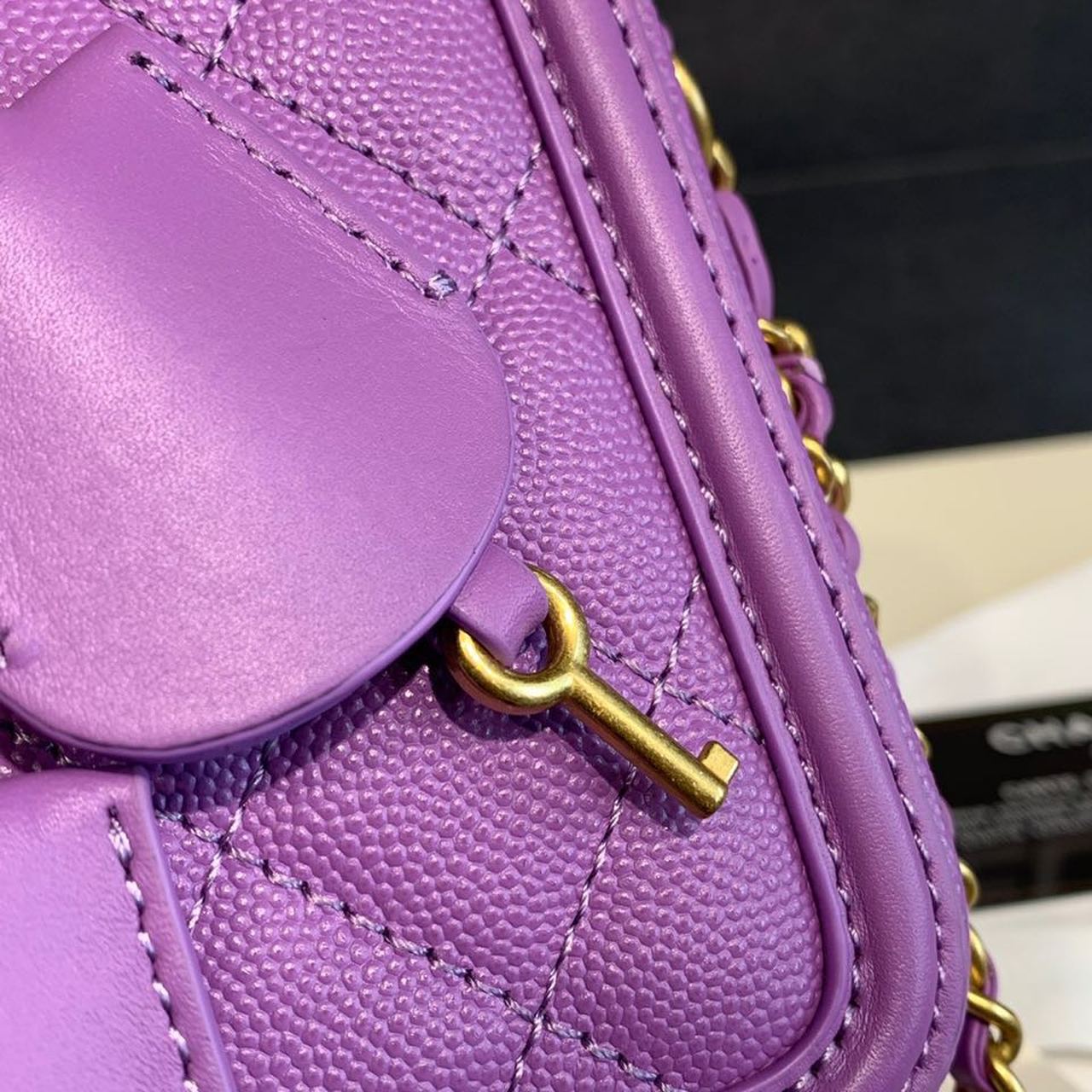 CHL -  Filigree Vanity Case Bag 18LO Gold Toned Hardware Caviar Leather Spring/SuMM - er Act 1 Collection, Purple