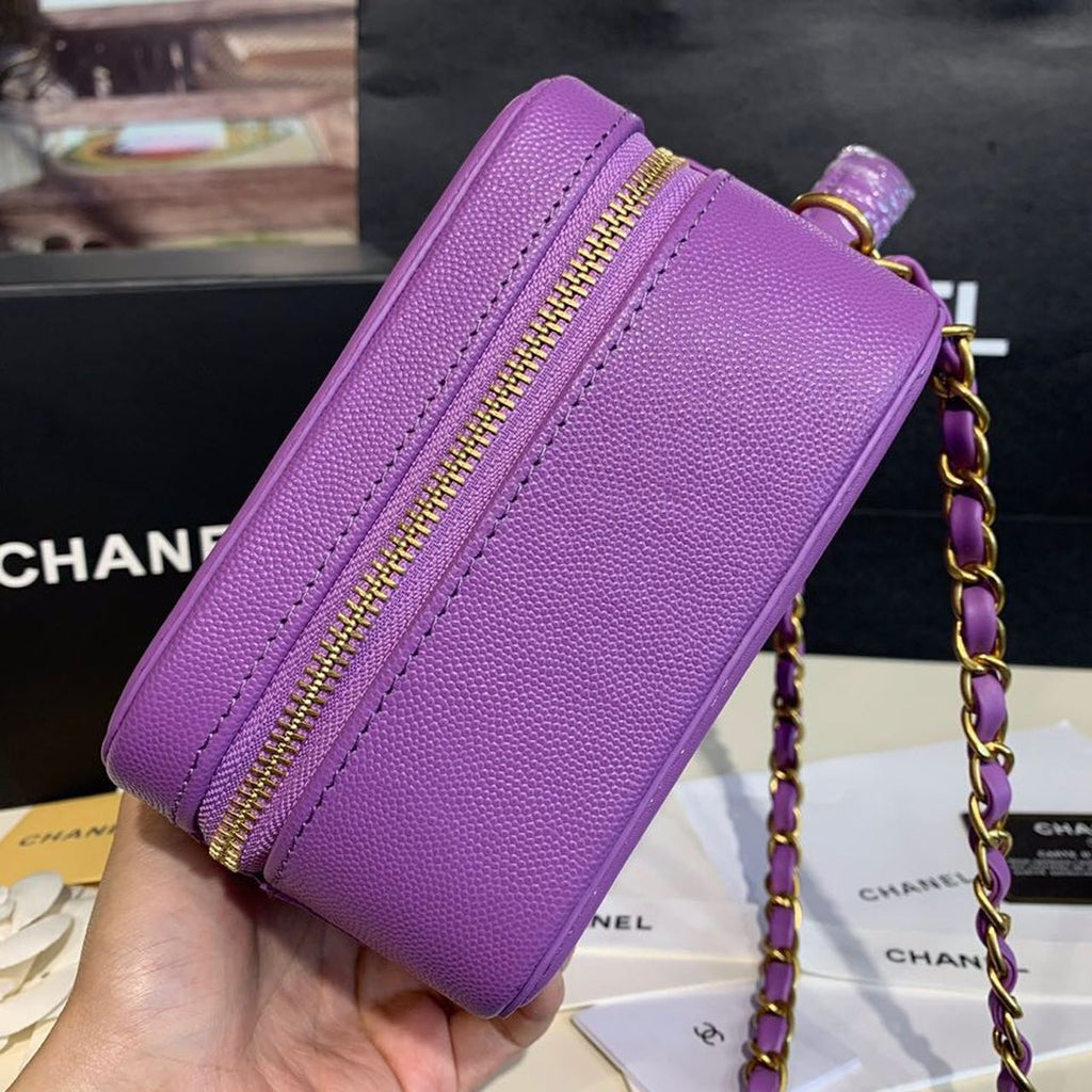 CHL -  Filigree Vanity Case Bag 20LO Gold Toned Hardware Caviar Leather Spring/SuMM - er Act 1 Collection, Purple