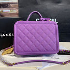 CHL -  Filigree Vanity Case Bag 20LO Gold Toned Hardware Caviar Leather Spring/SuMM - er Act 1 Collection, Purple