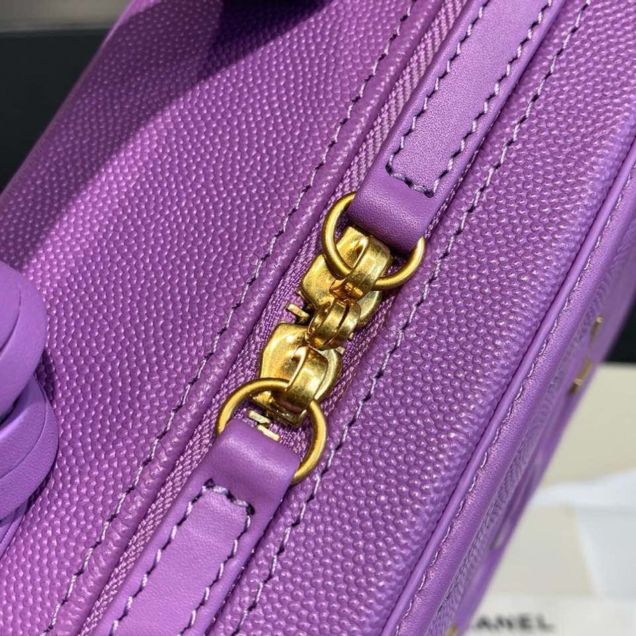 CHL -  Filigree Vanity Case Bag 20LO Gold Toned Hardware Caviar Leather Spring/SuMM - er Act 1 Collection, Purple
