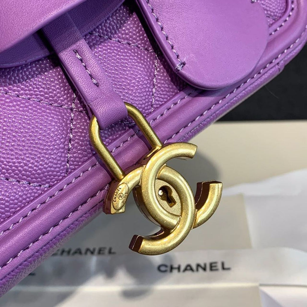 CHL -  Filigree Vanity Case Bag 20LO Gold Toned Hardware Caviar Leather Spring/SuMM - er Act 1 Collection, Purple