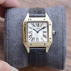 SANTOS DUMONT QUARTZ 33MM GOLD LEATHER