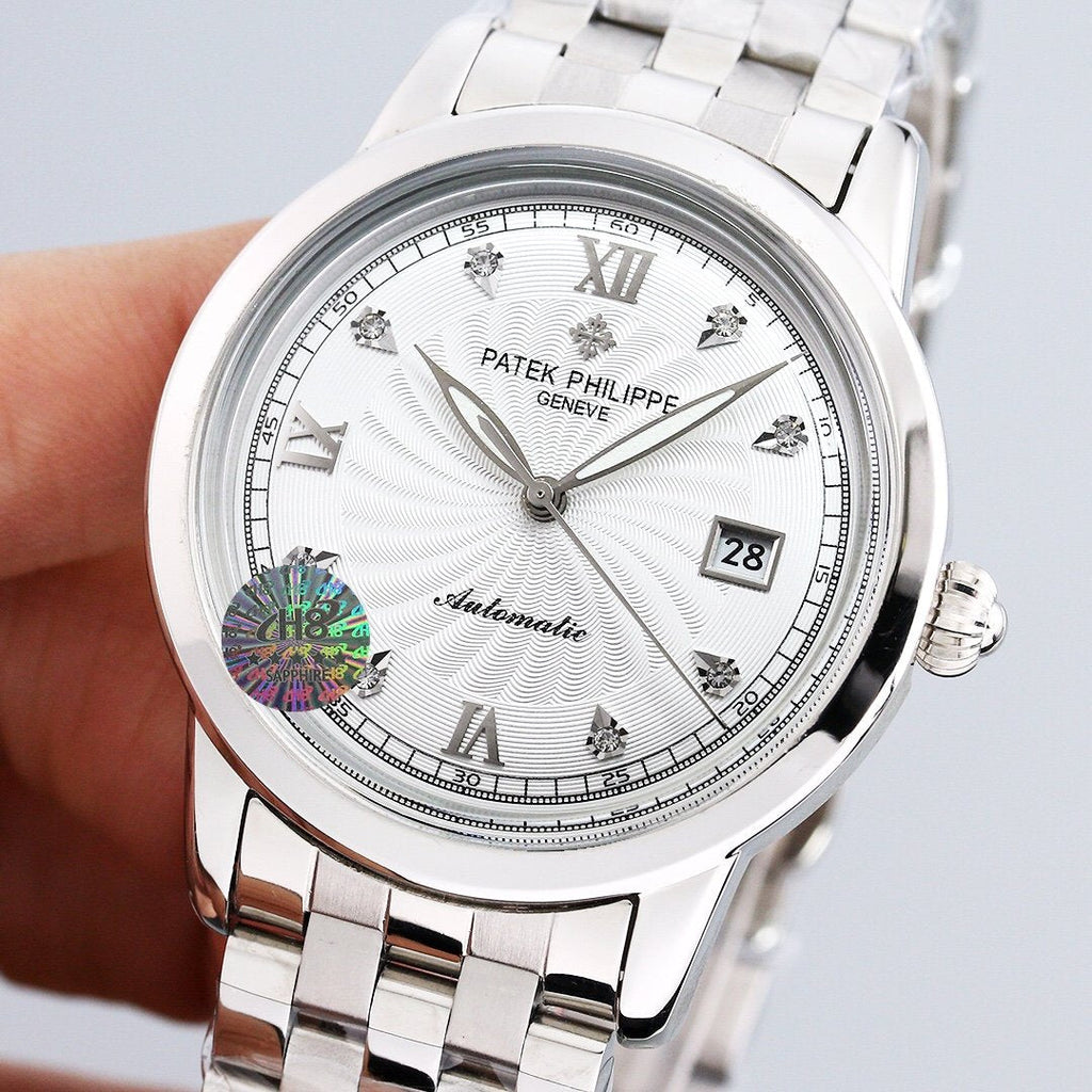 PATEK CALATRAVA 40MM WHITE DIAL DIAMOND BEZEL