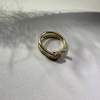 KNOT RING DOUBLE ROW GOLD DIAMOND