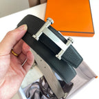 H AGORA BELT 32MM BLACK GREY LEATHER