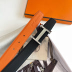 H AGORA BELT 32MM BLACK ORANGE LEATHER