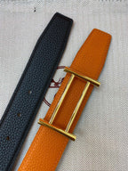 H RIDER RIVERSIBLE BELT 32MM GOLD BUCKLE BLACK GOLD LEATHER