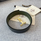H MARIN REVERSIBLE BELT 32MM GOLD BUCKLE BLACK DARK GREEN LEATHER