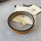 H MARIN REVERSIBLE BELT 32MM GOLD BUCKLE TIN GREY GOLD LEATHER