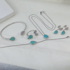 BOHEME AQUAMARINE DIAMOND SILVER OPEN BRACELET