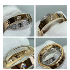 LOVE PINK GOLD SILVER DIAMOND DOUBLE RING