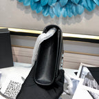 kate medium 24cm black grained calfskin silver hardware