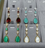 BOHEME 4 MOTIF CARNELIAN DROP GOLD EARRINGS