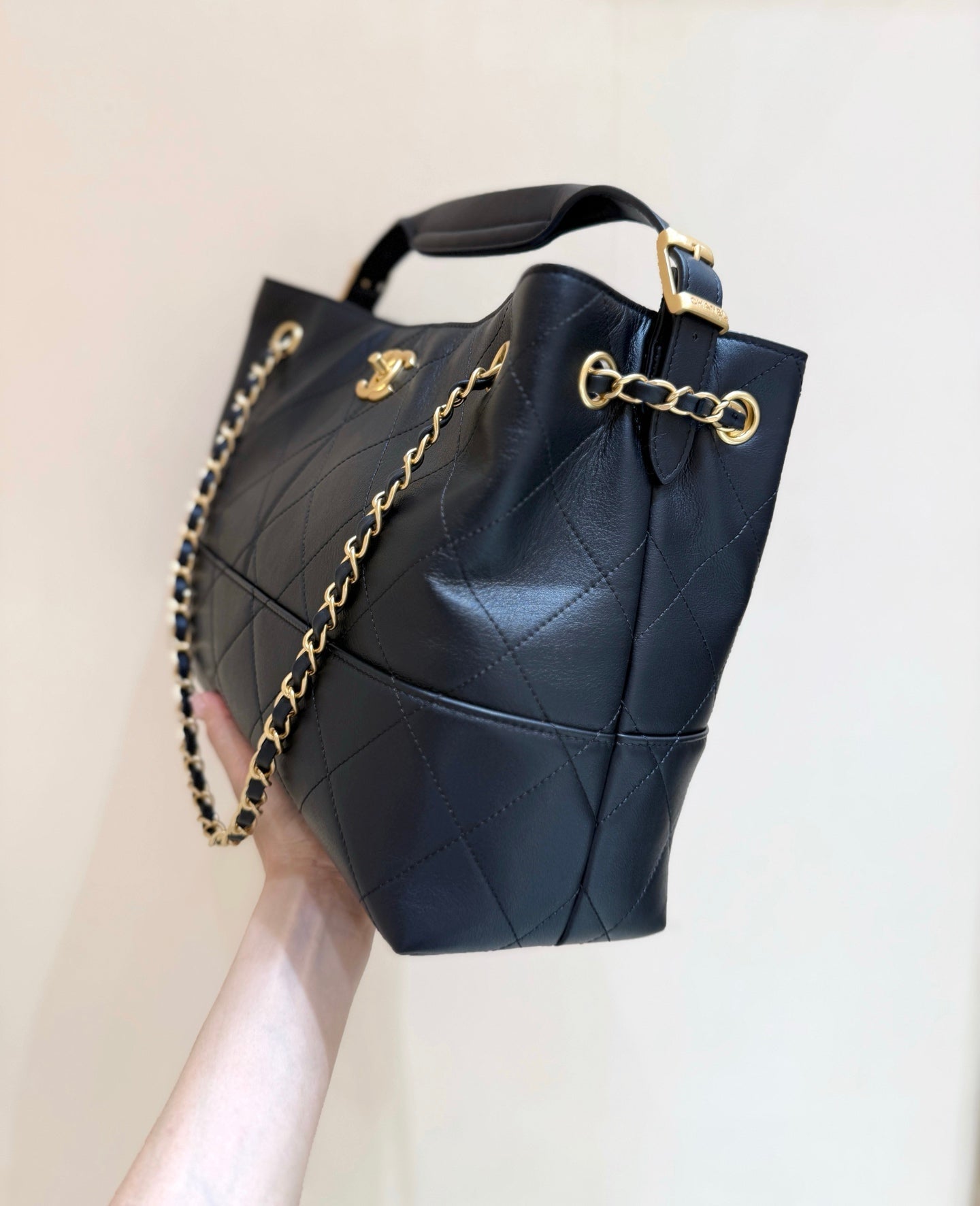 CC 25A Hobo Bag 36cm in Black Calfskin